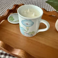 Clean Ingredient Hand Poured Candle in Vintage Japanese Floral Mug with Lid
