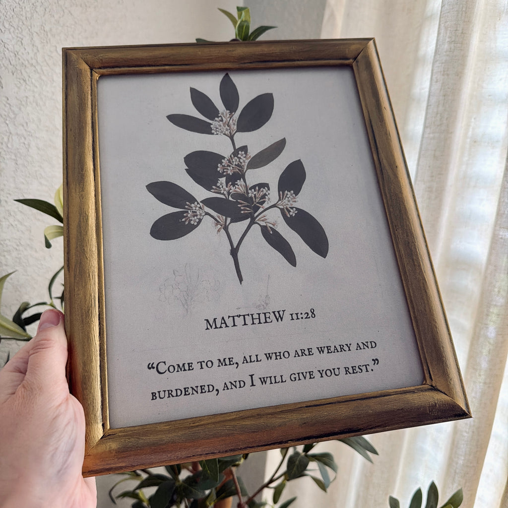 Set of 2 Come to Me Matthew 11:28 in Refinished Vintage Frames 8x10 & 4x6