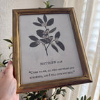 Set of 2 Come to Me Matthew 11:28 in Refinished Vintage Frames 8x10 & 4x6