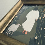 Jesus & Lamb in Refinished Vintage Heavy Duty Wood Frame 8x10 Leaves the 99 for the 1
