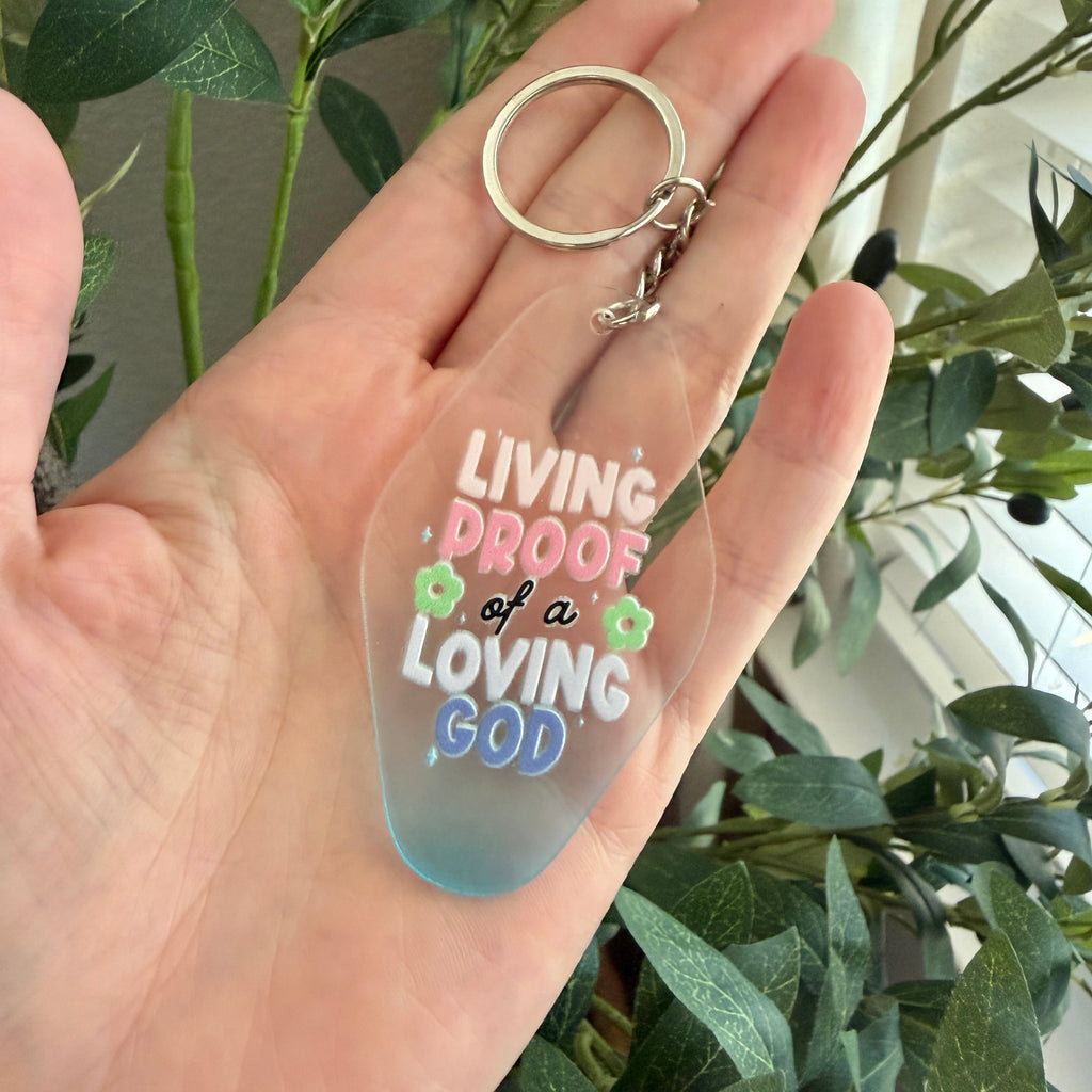 Living Proof of a Loving God Keychain/Bag Charm Blue Ombré