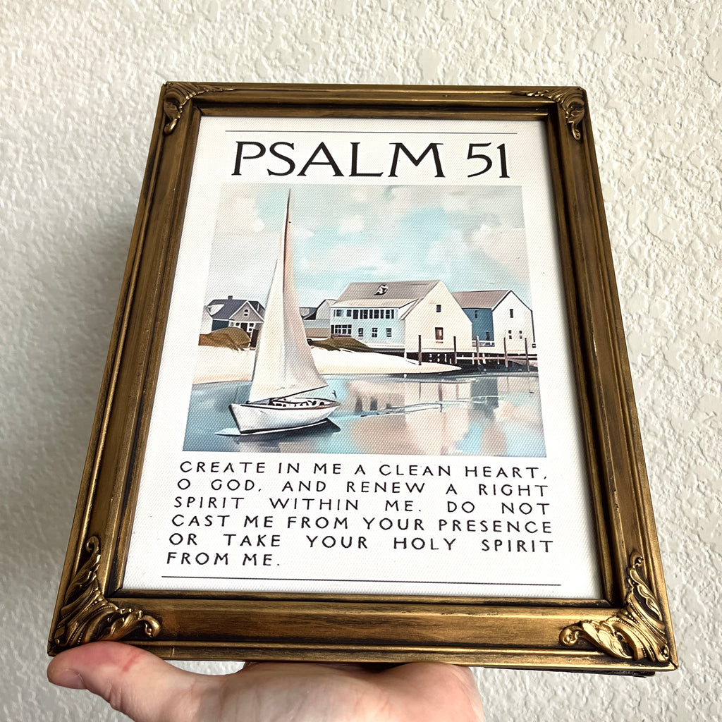 Set of 2 Psalm 51 in Refinished Vintage Frames 8x10 & 5x7