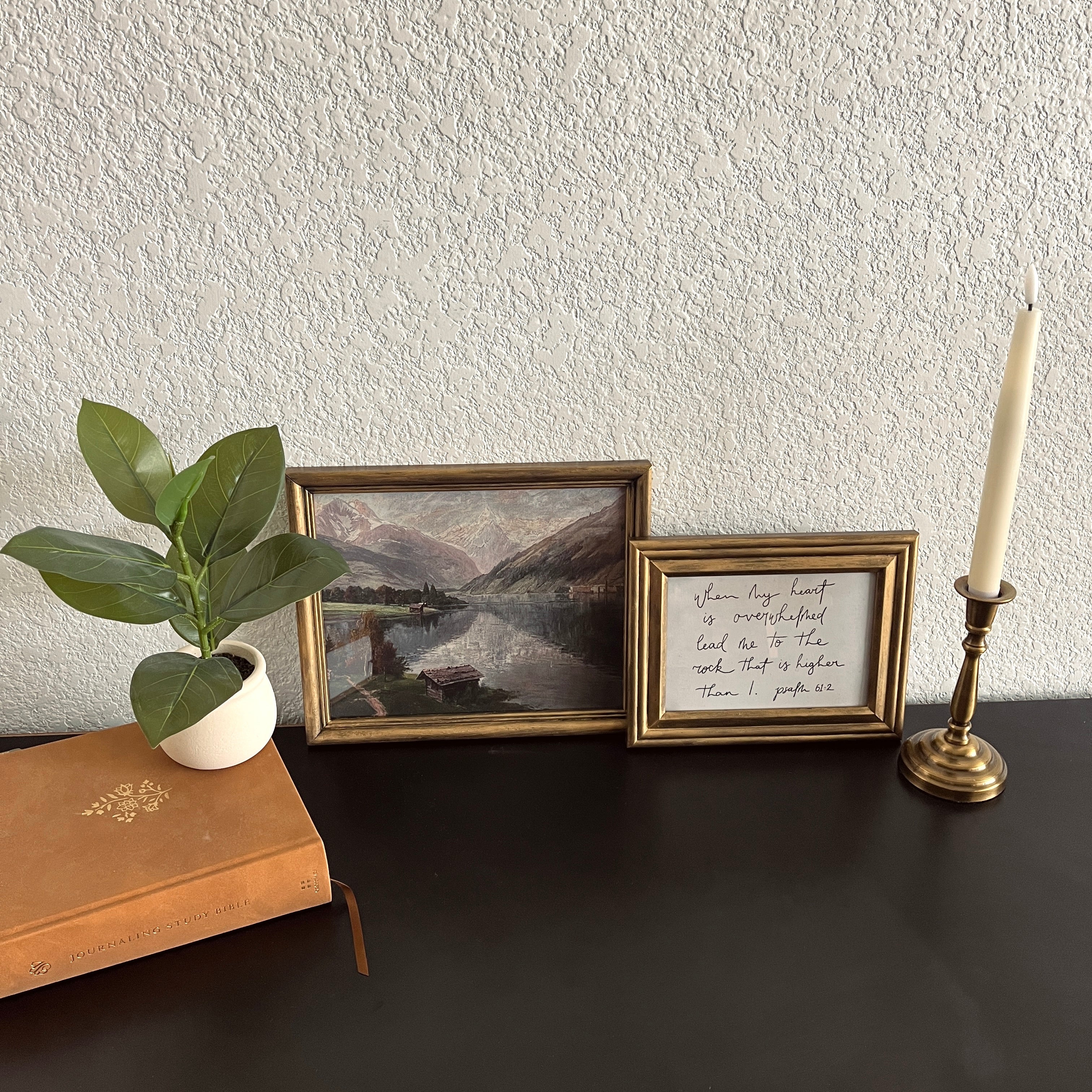 Set of 2 Psalm 61:2 in Refinished Frames 8x10 & 5x7