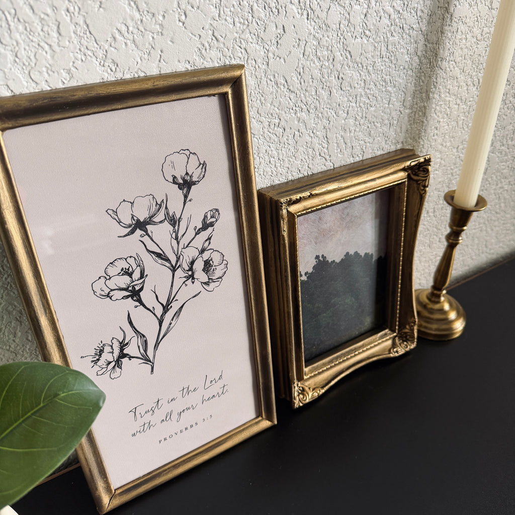 Set of 2 Trust in the Lord Proverbs 3:5 in Refinished Vintage Frames 7 x 12.5 & 5x7