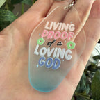 Living Proof of a Loving God Keychain/Bag Charm Blue Ombré