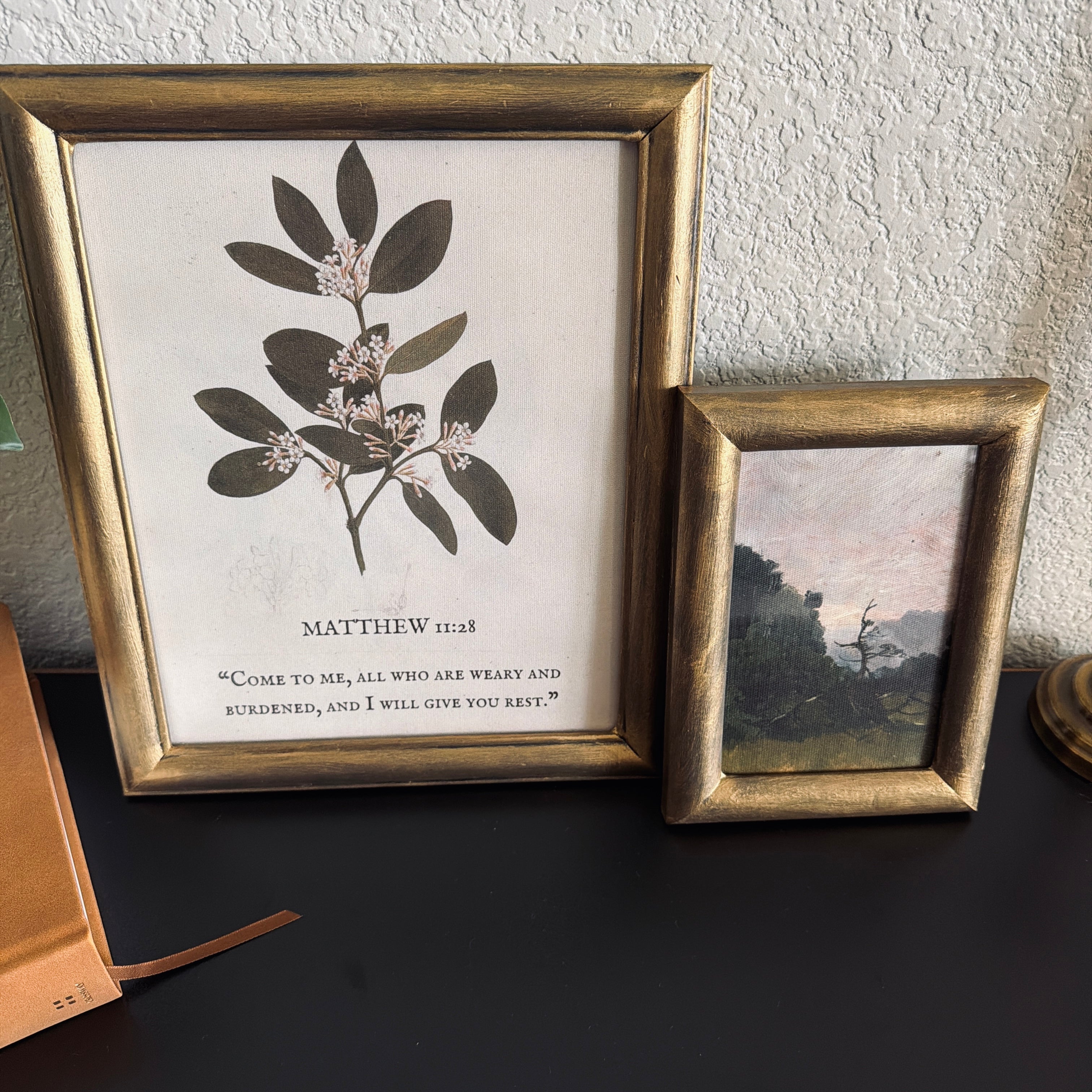 Set of 2 Come to Me Matthew 11:28 in Refinished Vintage Frames 8x10 & 4x6