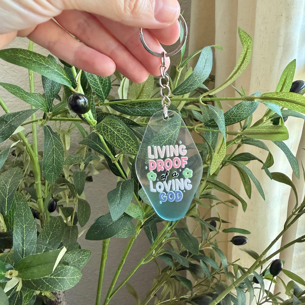 Living Proof of a Loving God Keychain/Bag Charm Blue Ombré