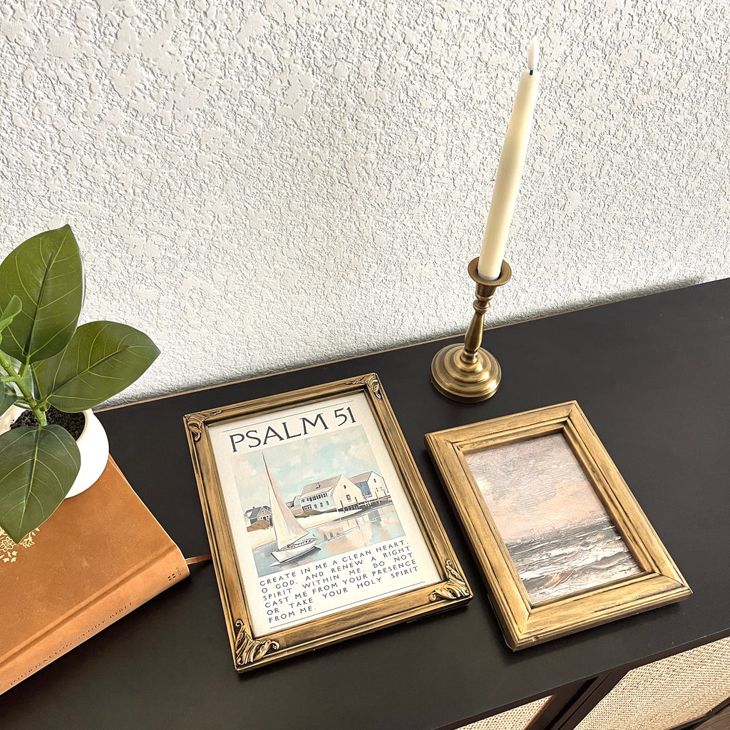 Set of 2 Psalm 51 in Refinished Vintage Frames 8x10 & 5x7