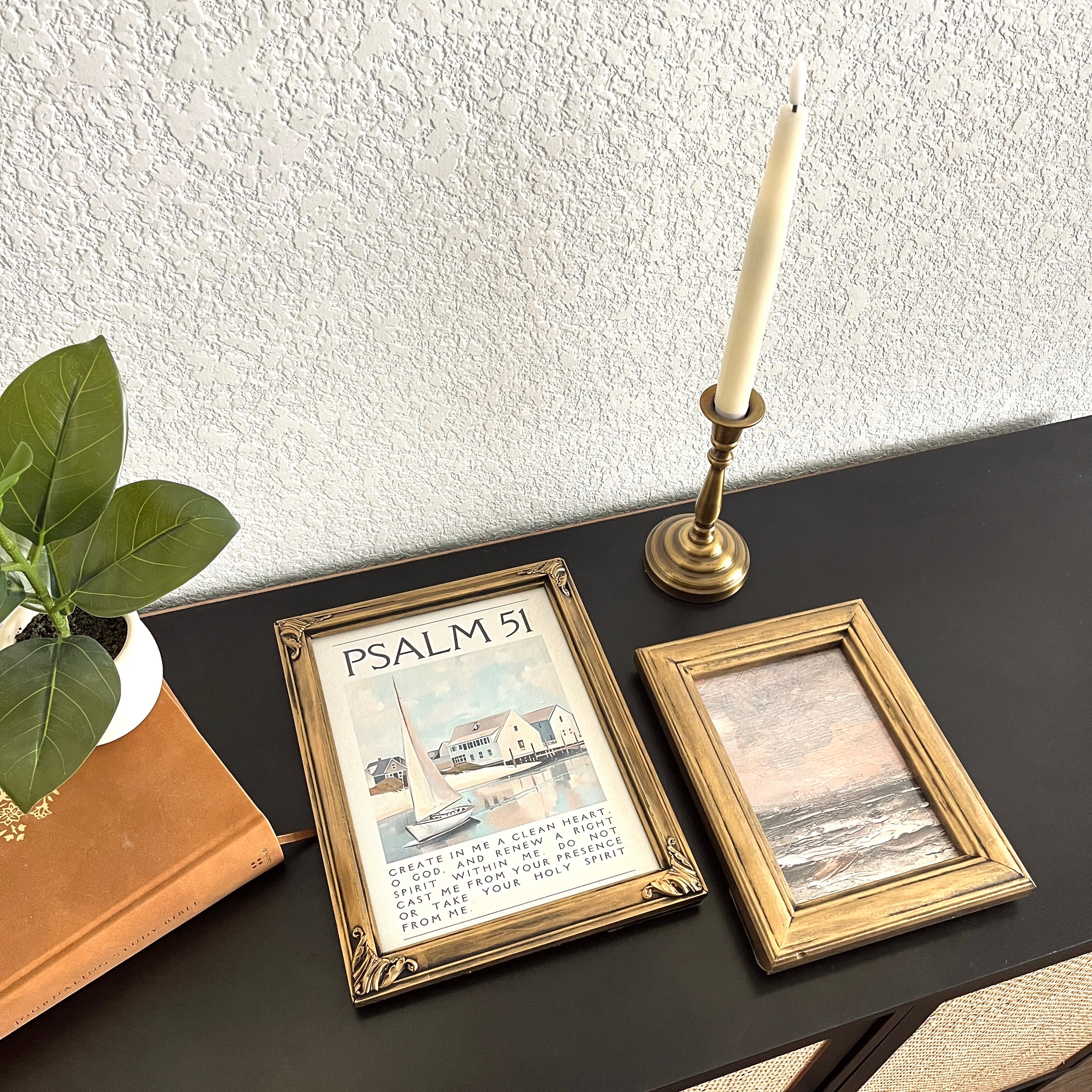 Set of 2 Psalm 51 in Refinished Vintage Frames 8x10 & 5x7
