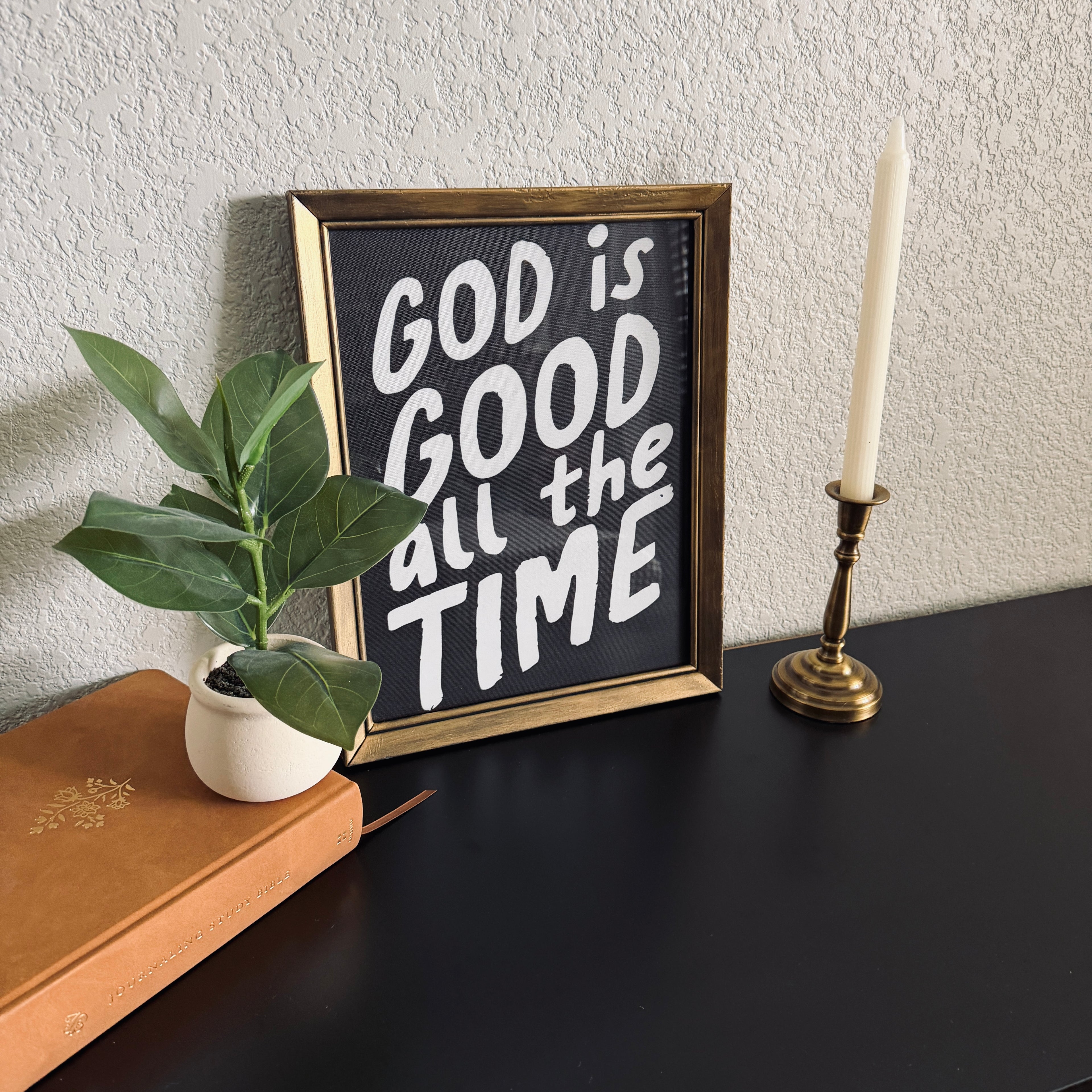 God is Good Print in Vintage Wood Refinished Frame 11x14