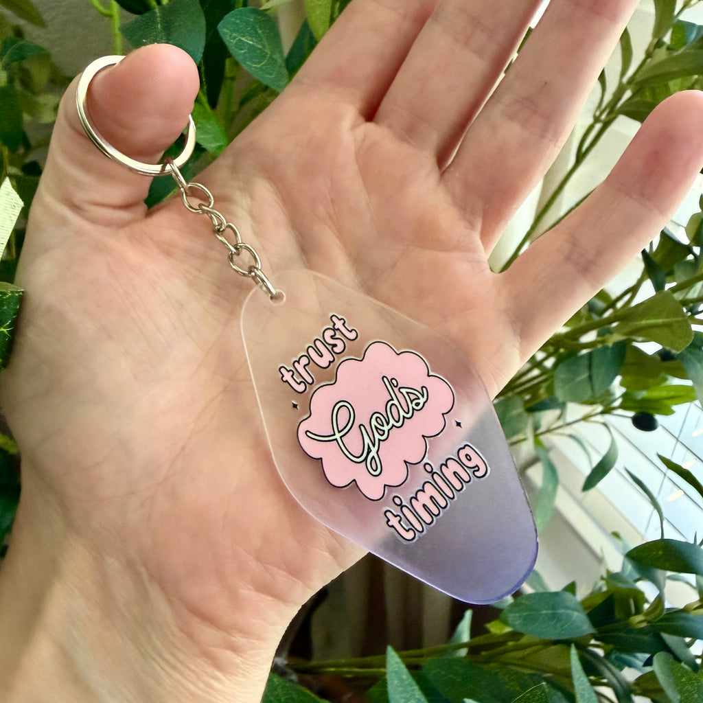 Trust God’s Timing Keychain/Bag Charm Purple Ombré