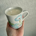 Clean Ingredient Hand Poured Candle in Vintage Japanese Floral Mug with Lid