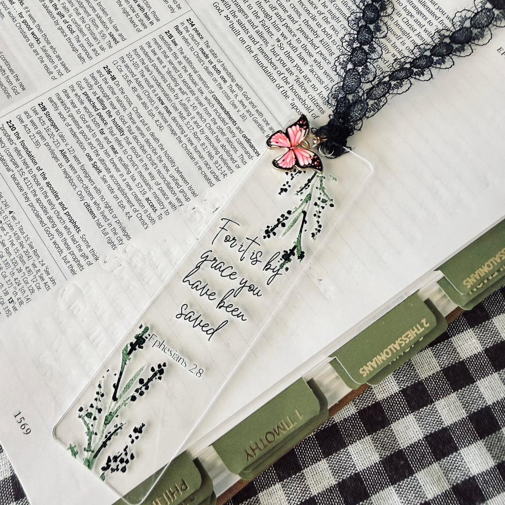 “Saved by Grace” Bible Verse Charm Bookmark