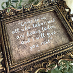 Set of 3 “Rest in Jesus” Bible Verse in Refinished Vintage Frames 5x7s & 8x10 Matthew 11:28