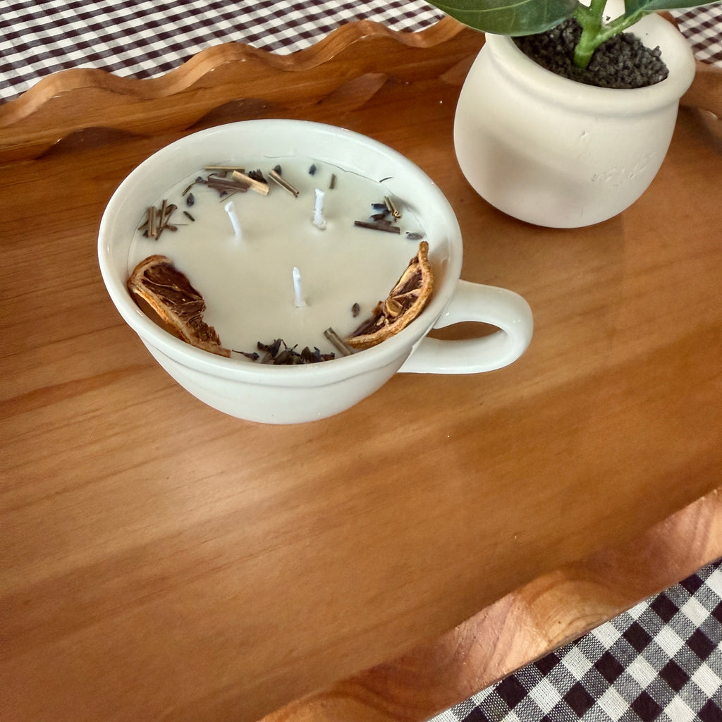 Clean Ingredient Hand Poured Candle in Vintage Tea Cup