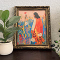 “Bloom with Christ” Jesus in Flowers in Refinished Vintage Detailed Ornate Wood Frame 8x10