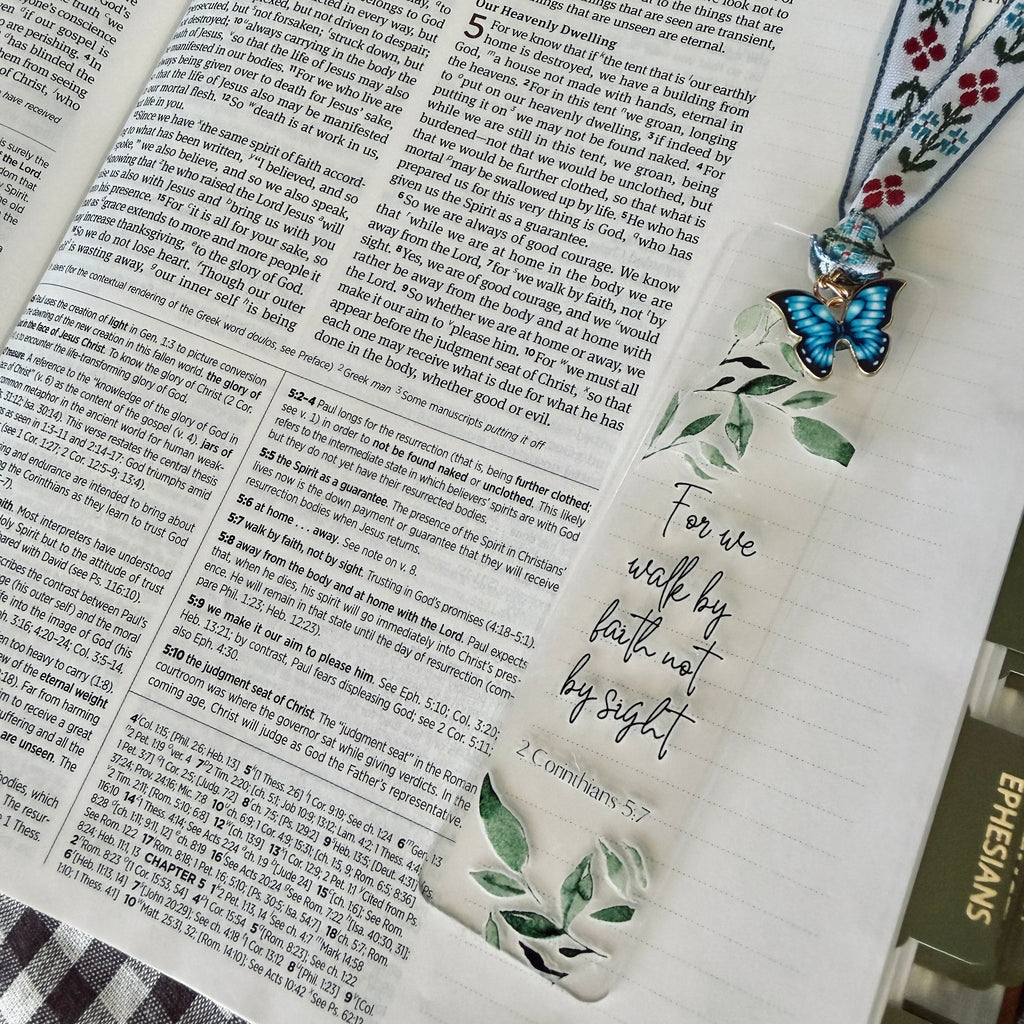 “Walk by Faith” Bible Verse Charm Bookmark