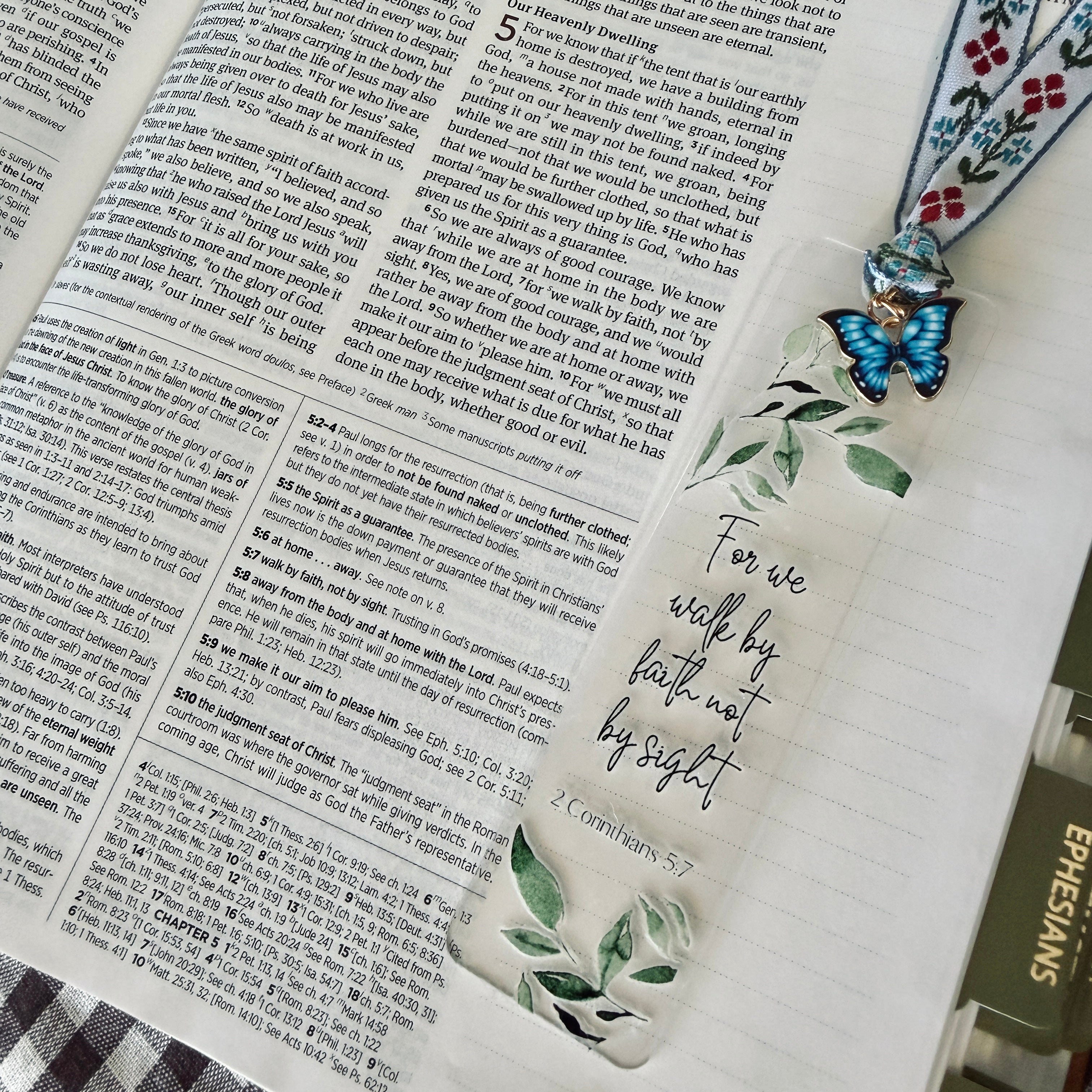 “Walk by Faith” Bible Verse Charm Bookmark