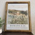 Romans 8:28 Bible Verse Print in Refinished Vintage Distressed Wood Frame 16x20
