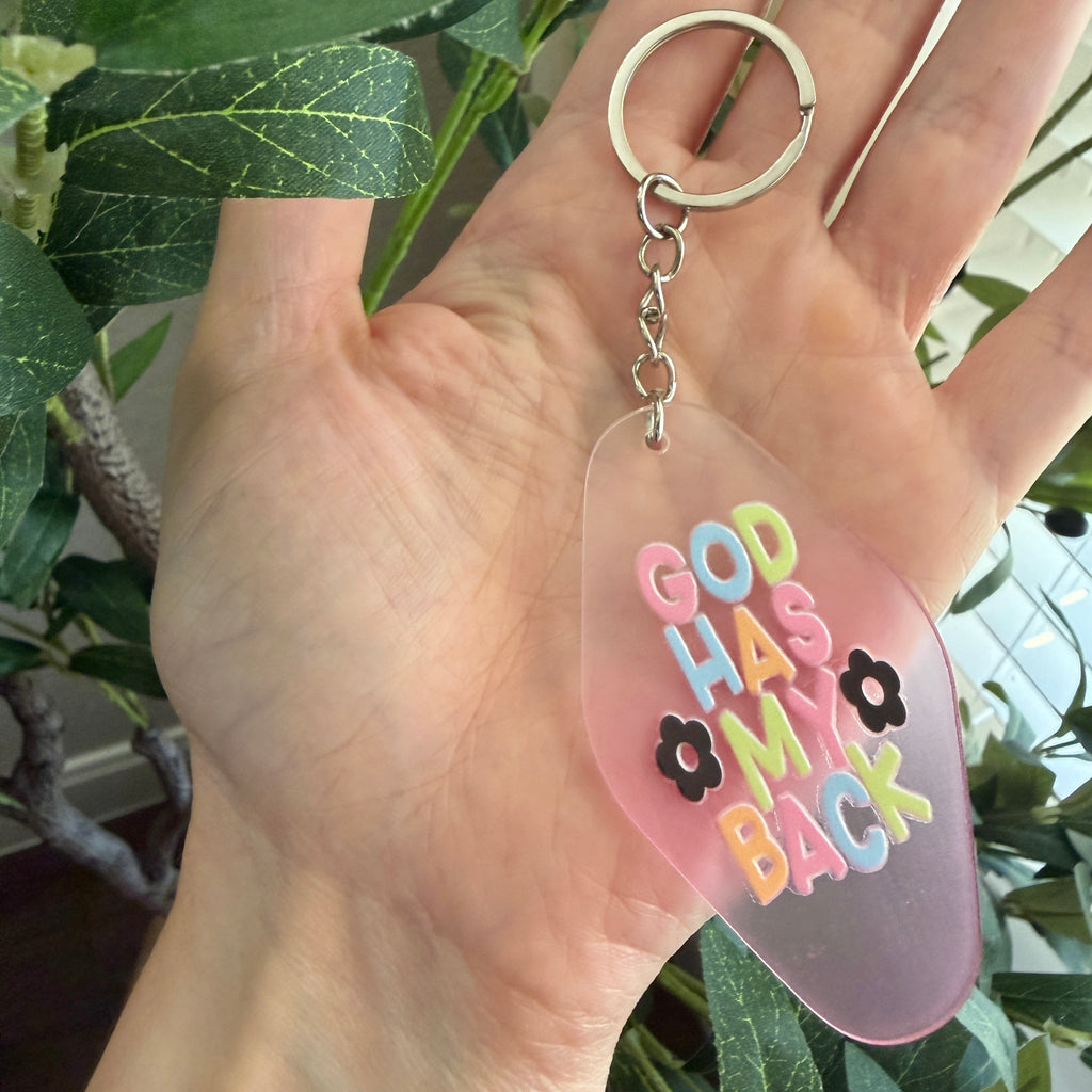 God Has My Back Keychain/Bag Charm Pink Ombré
