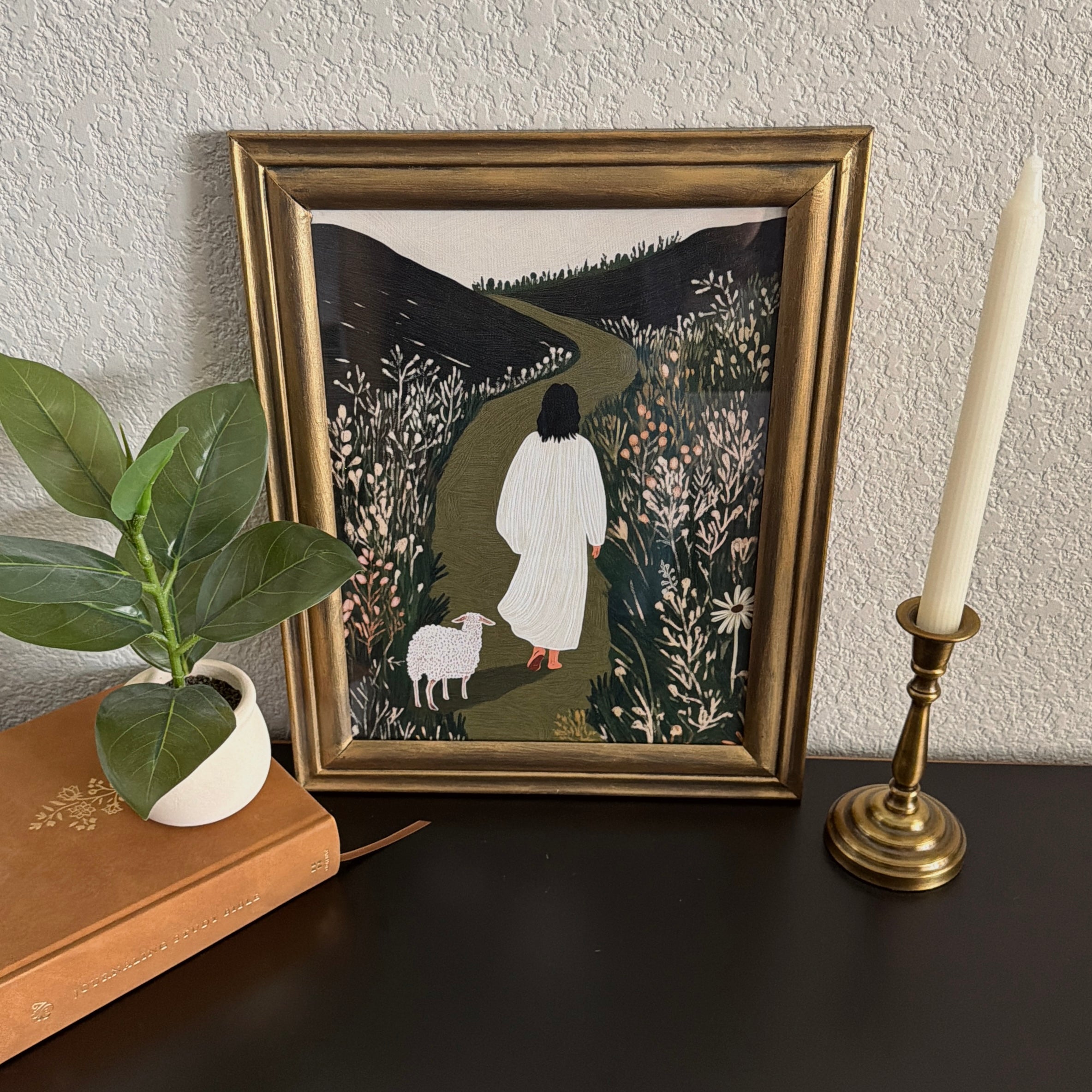 Lord, Lead Me Print in Vintage Wood Refinished Frame 11x14