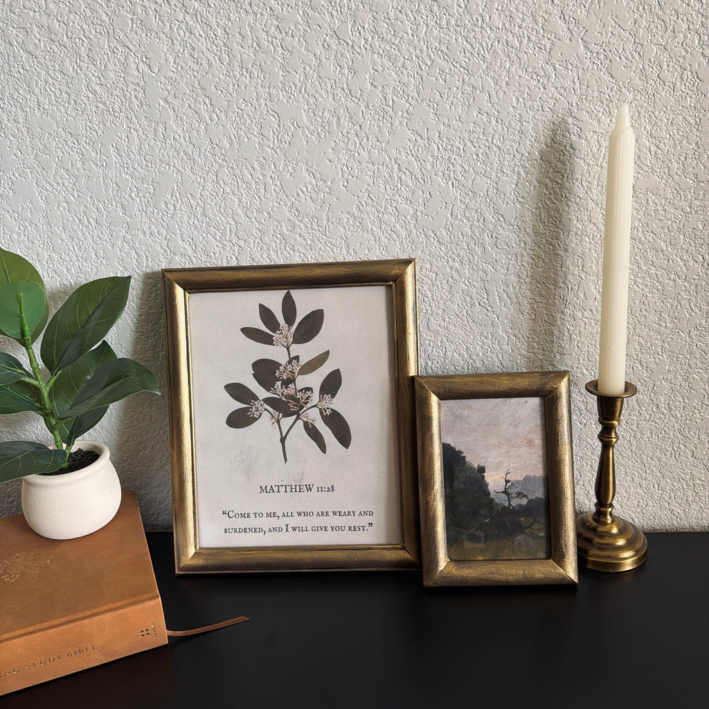 Set of 2 Come to Me Matthew 11:28 in Refinished Vintage Frames 8x10 & 4x6