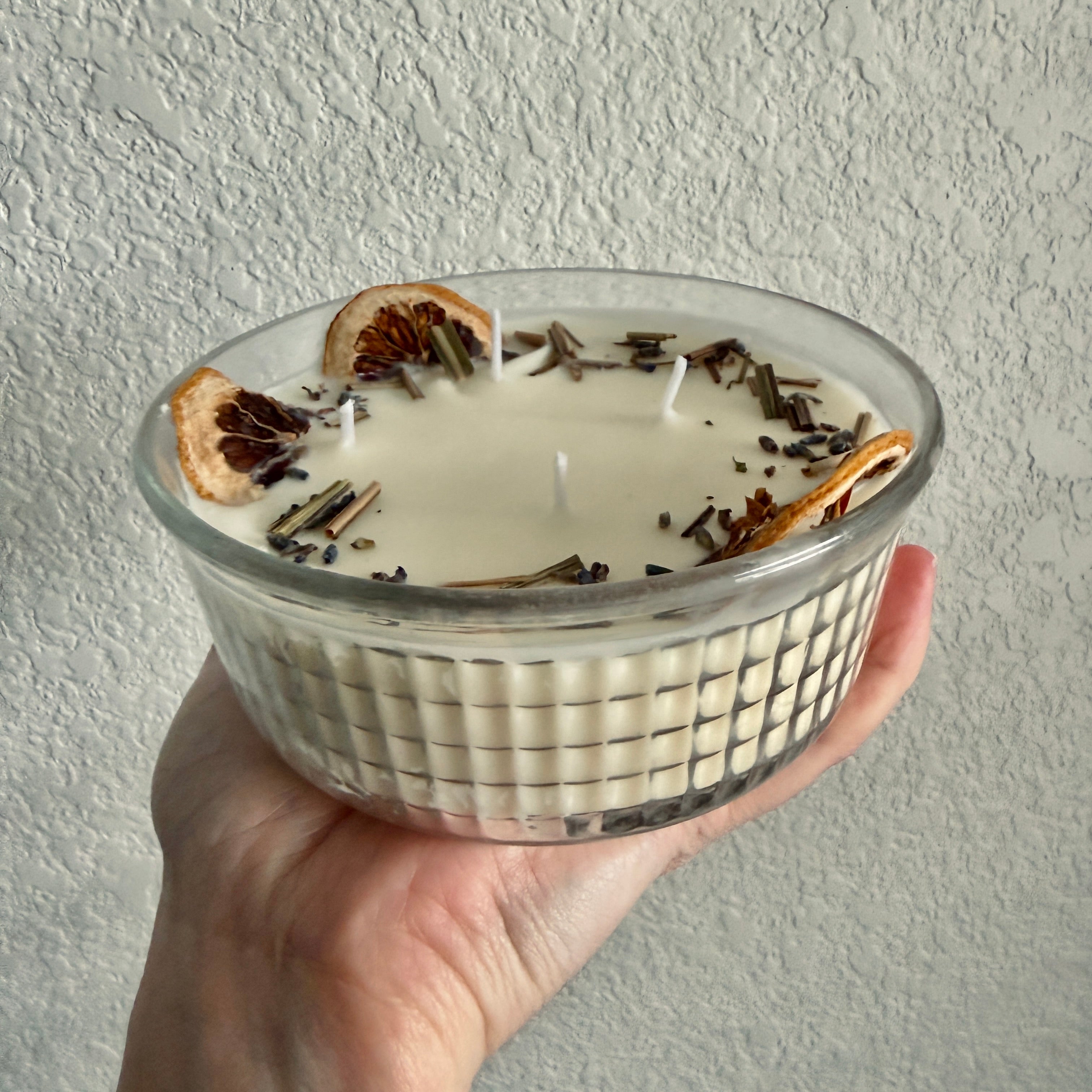 Clean Ingredient Hand Poured Candle in Vintage Pressed Glass Bowl