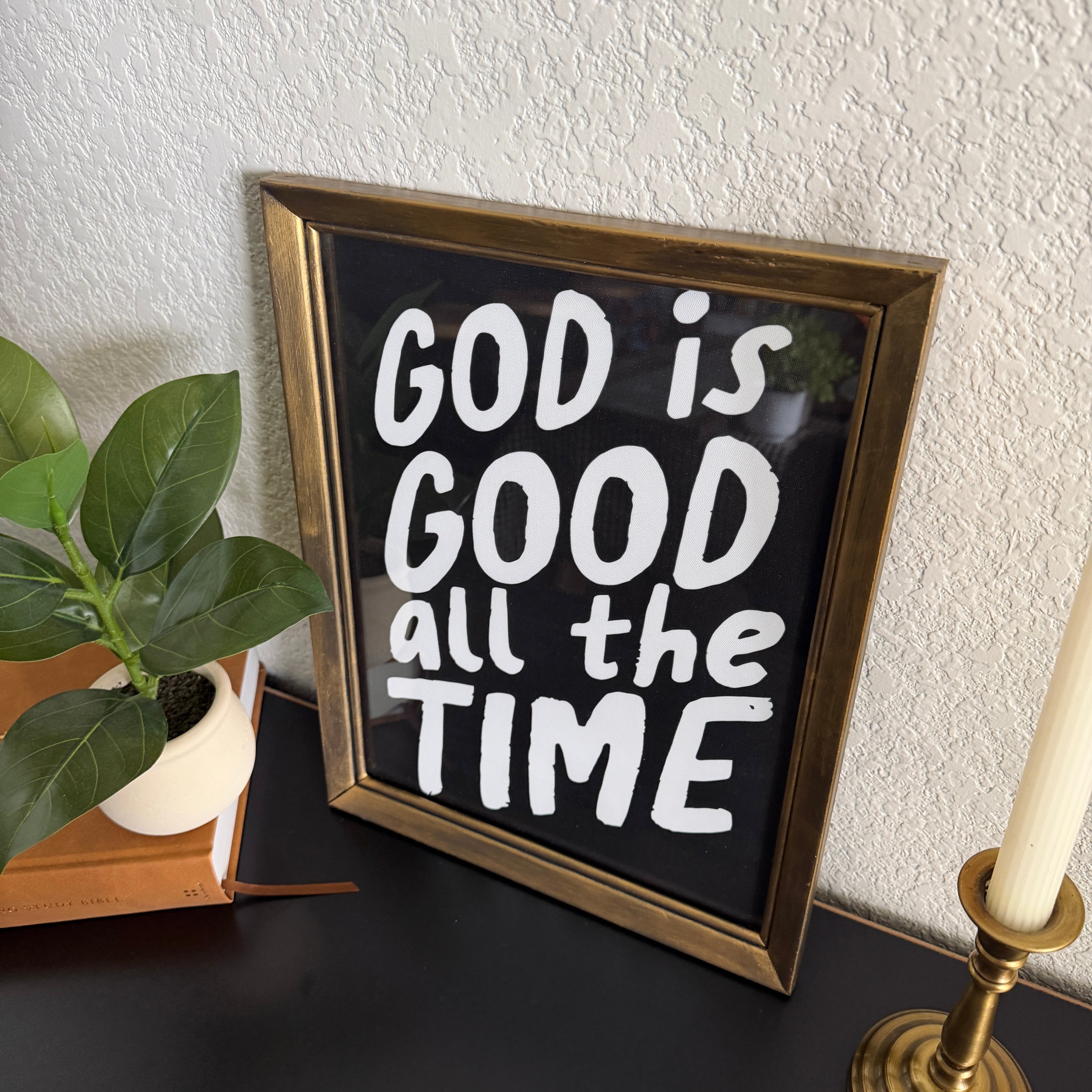 God is Good Print in Vintage Wood Refinished Frame 11x14