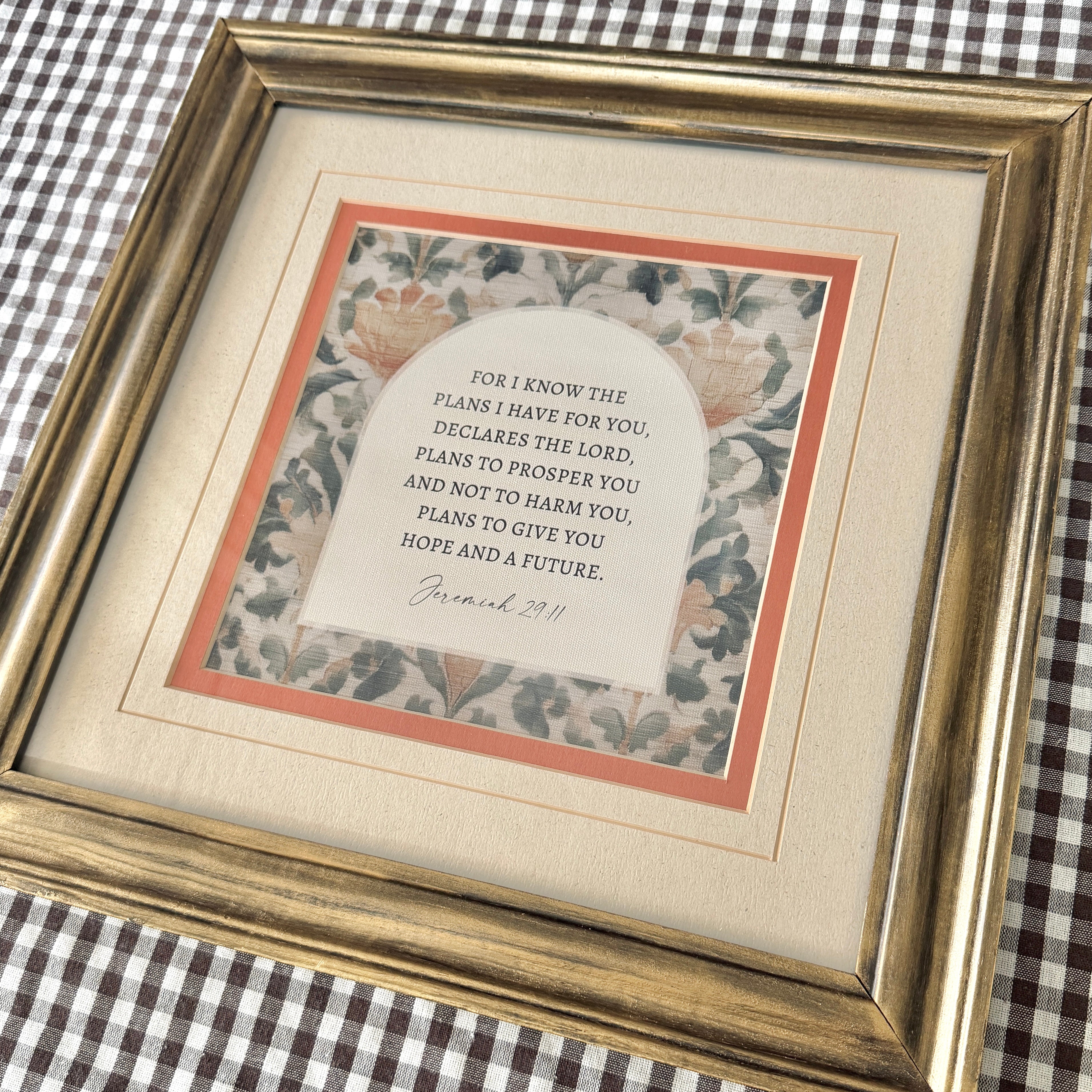 Jeremiah 29:11 Hope & A Future Bible Verse Print in Refinished Vintage Wood Frame 14.5x14.5