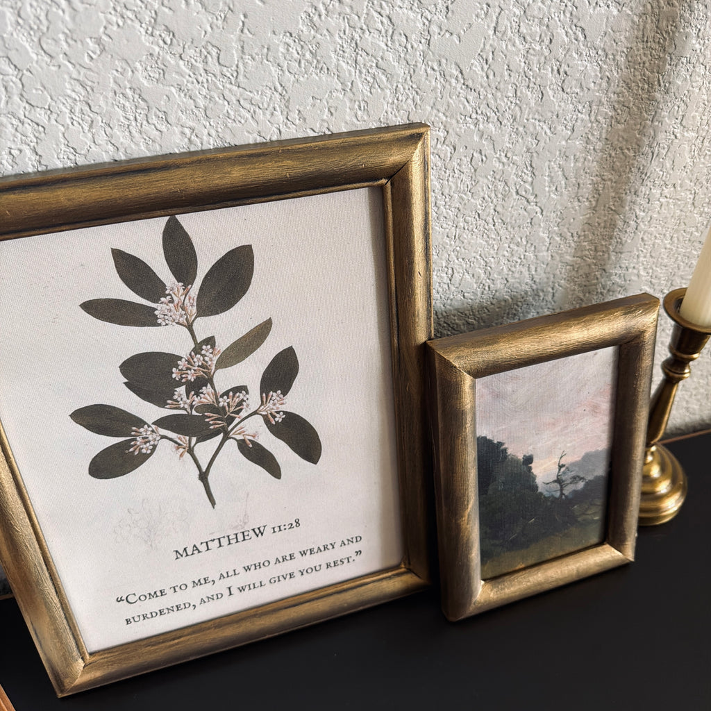 Set of 2 Come to Me Matthew 11:28 in Refinished Vintage Frames 8x10 & 4x6