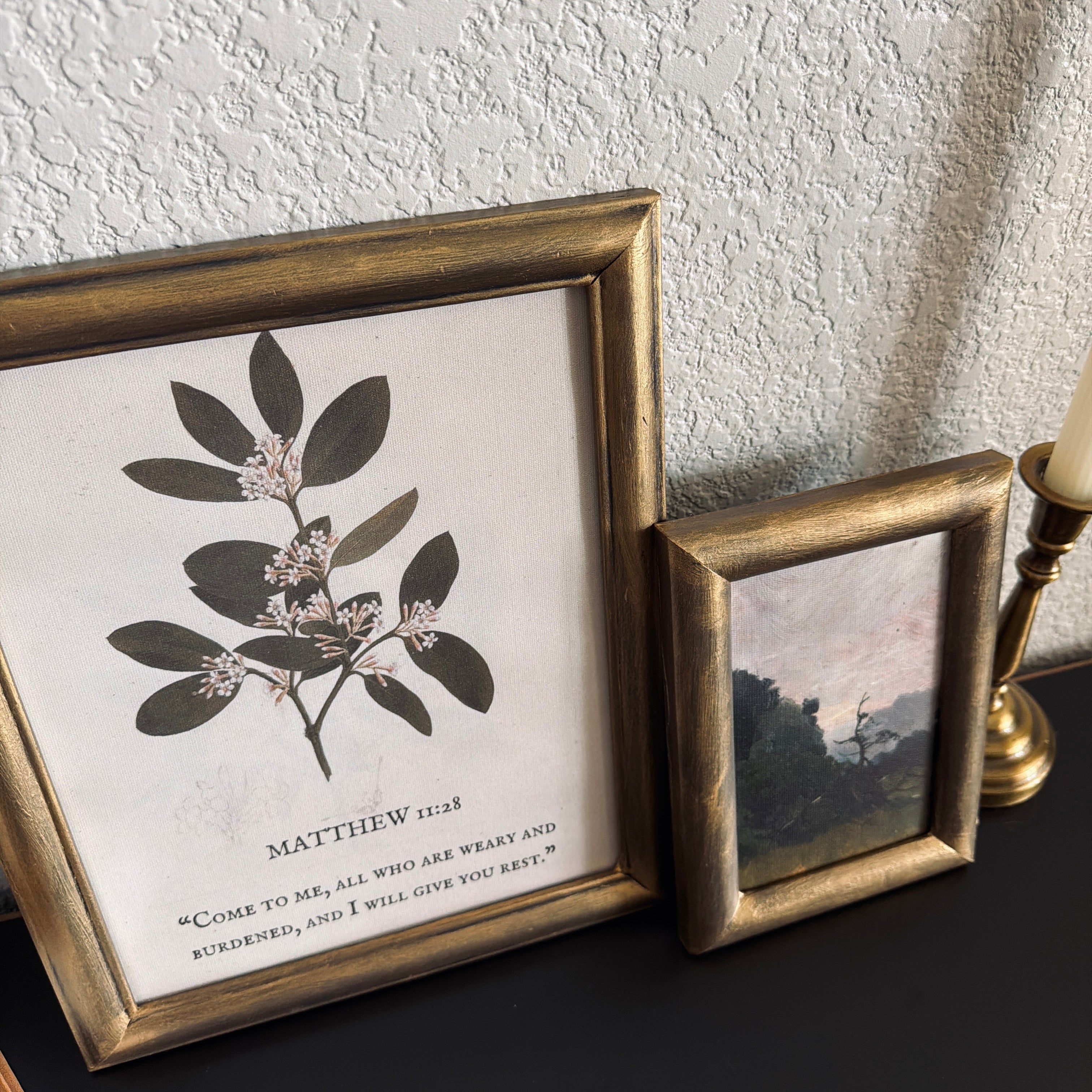 Set of 2 Come to Me Matthew 11:28 in Refinished Vintage Frames 8x10 & 4x6