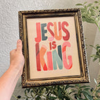 JESUS IS KING in Refinished Vintage Detailed Ornate Wood Frame 8x10