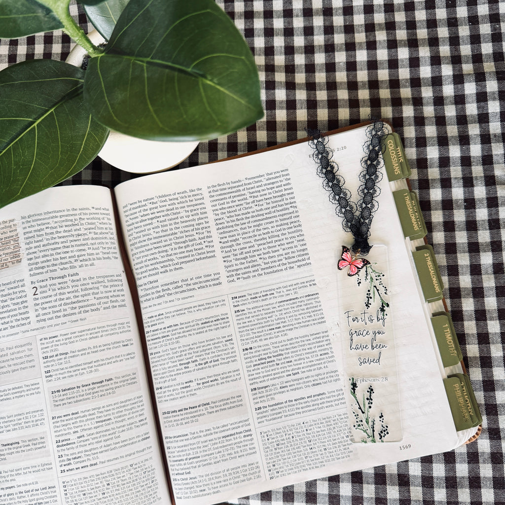 “Saved by Grace” Bible Verse Charm Bookmark