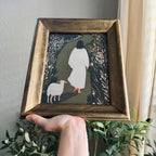 Jesus & Lamb in Refinished Vintage Heavy Duty Wood Frame 8x10 Leaves the 99 for the 1