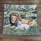 Vintage The Lion and The Lamb Tapestry Throw Blanket