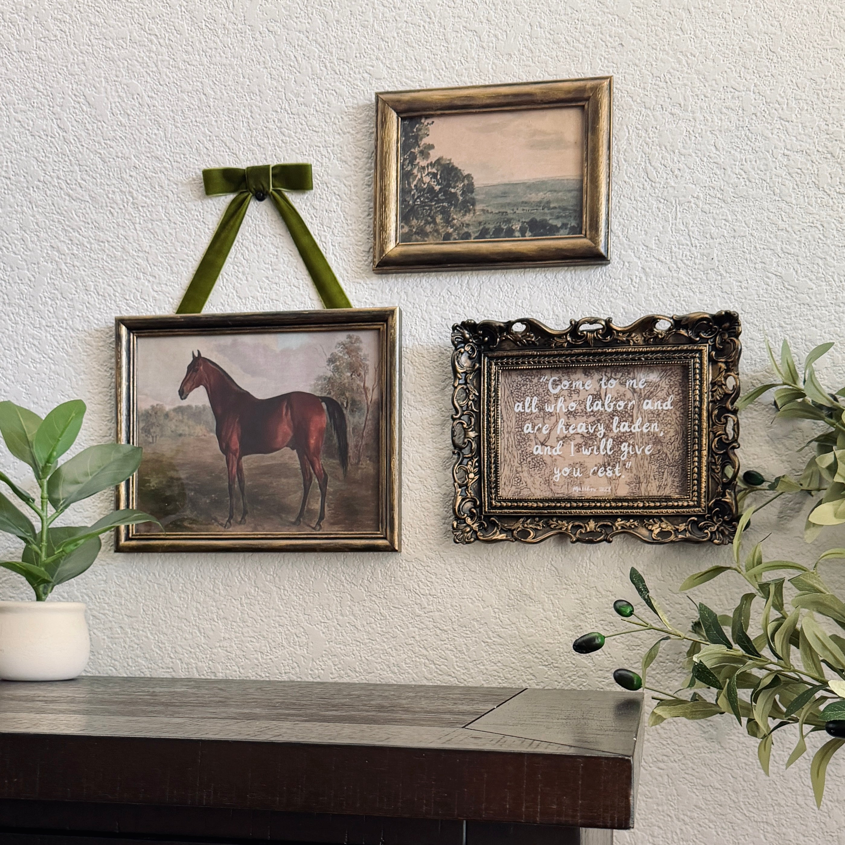 Set of 3 “Rest in Jesus” Bible Verse in Refinished Vintage Frames 5x7s & 8x10 Matthew 11:28