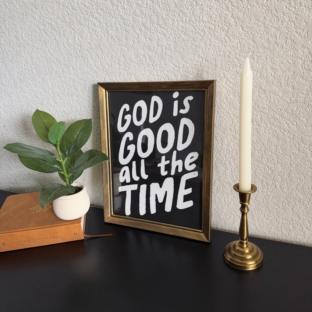 God is Good Print in Vintage Wood Refinished Frame 11x14