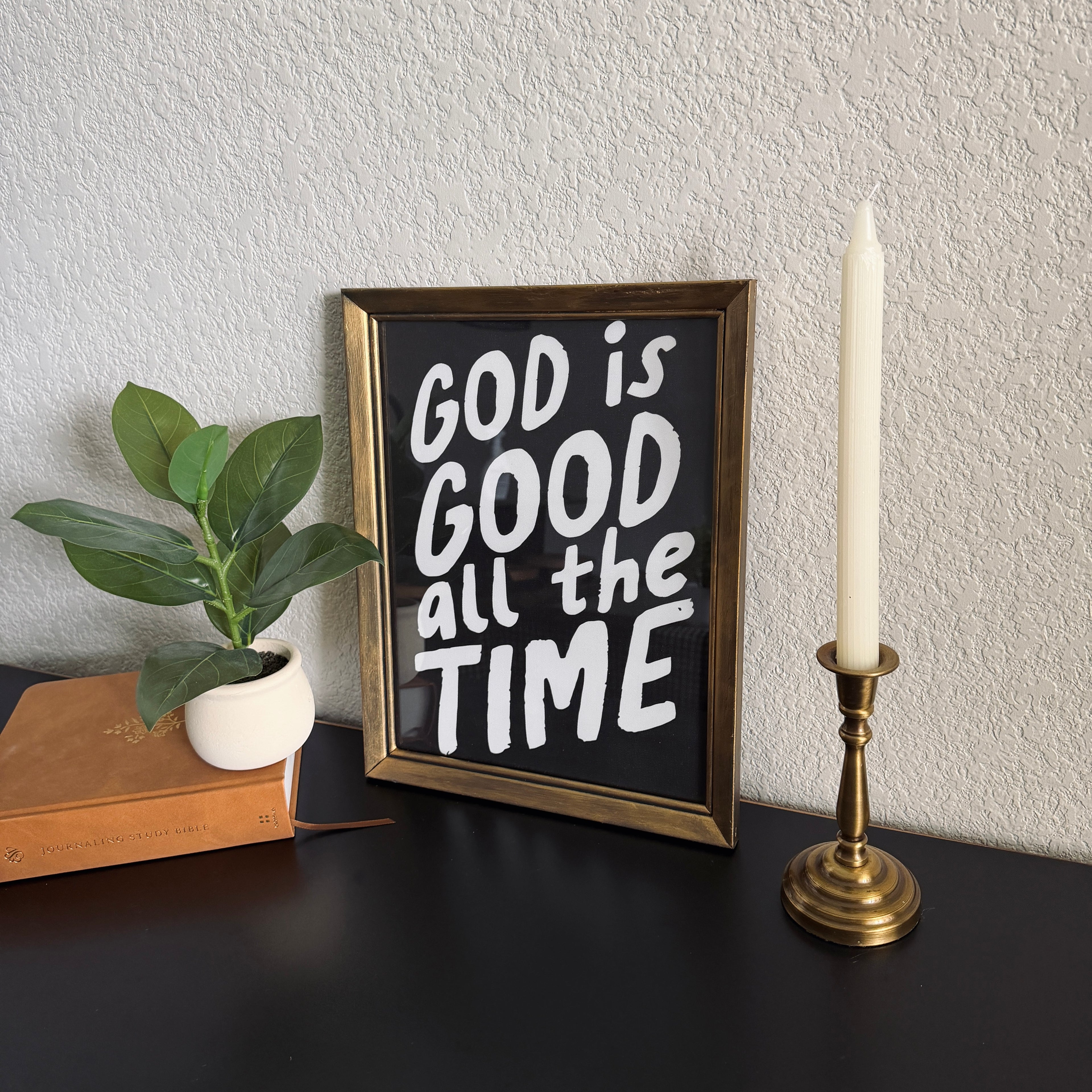God is Good Print in Vintage Wood Refinished Frame 11x14