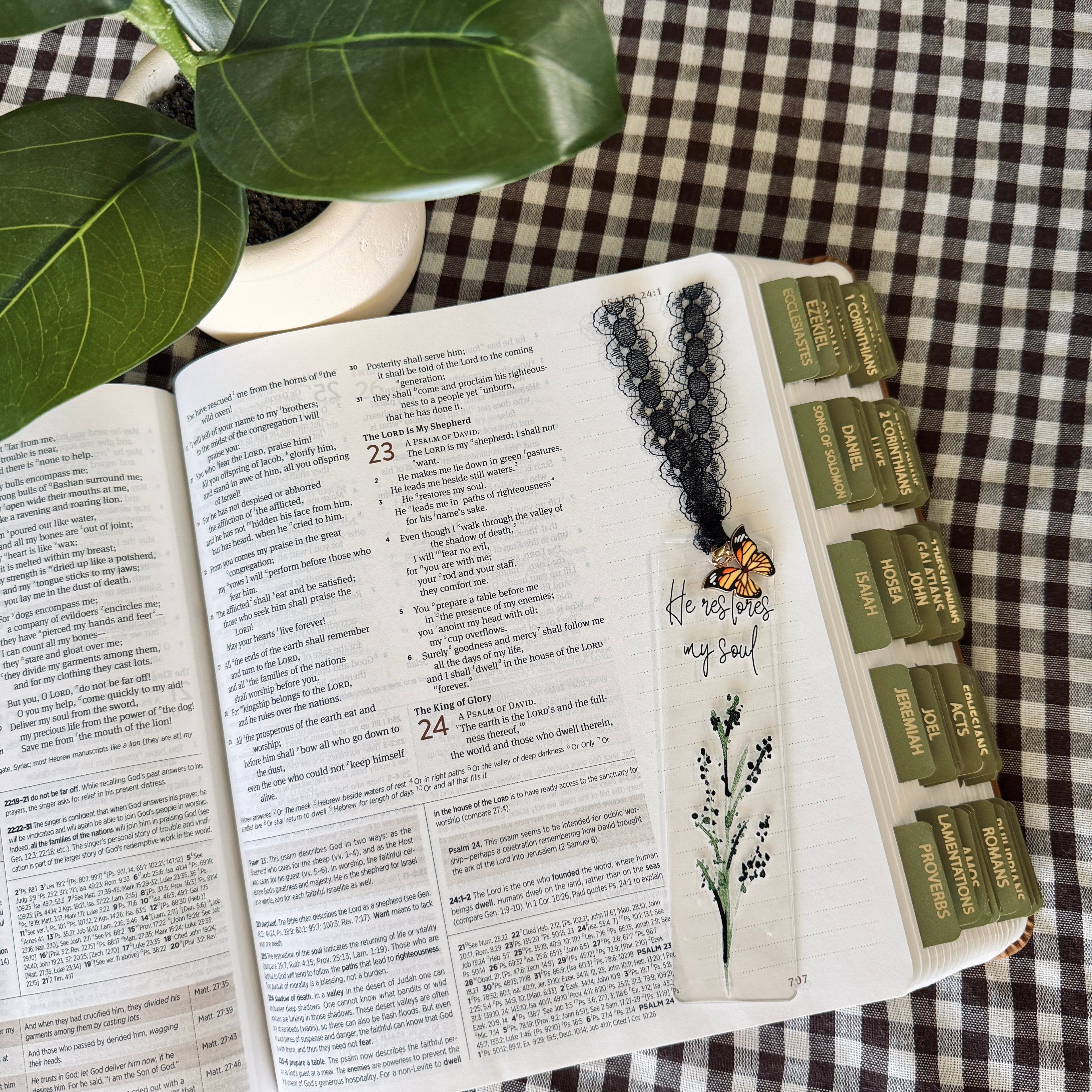 “He Restores My Soul” Bible Verse Charm Bookmark
