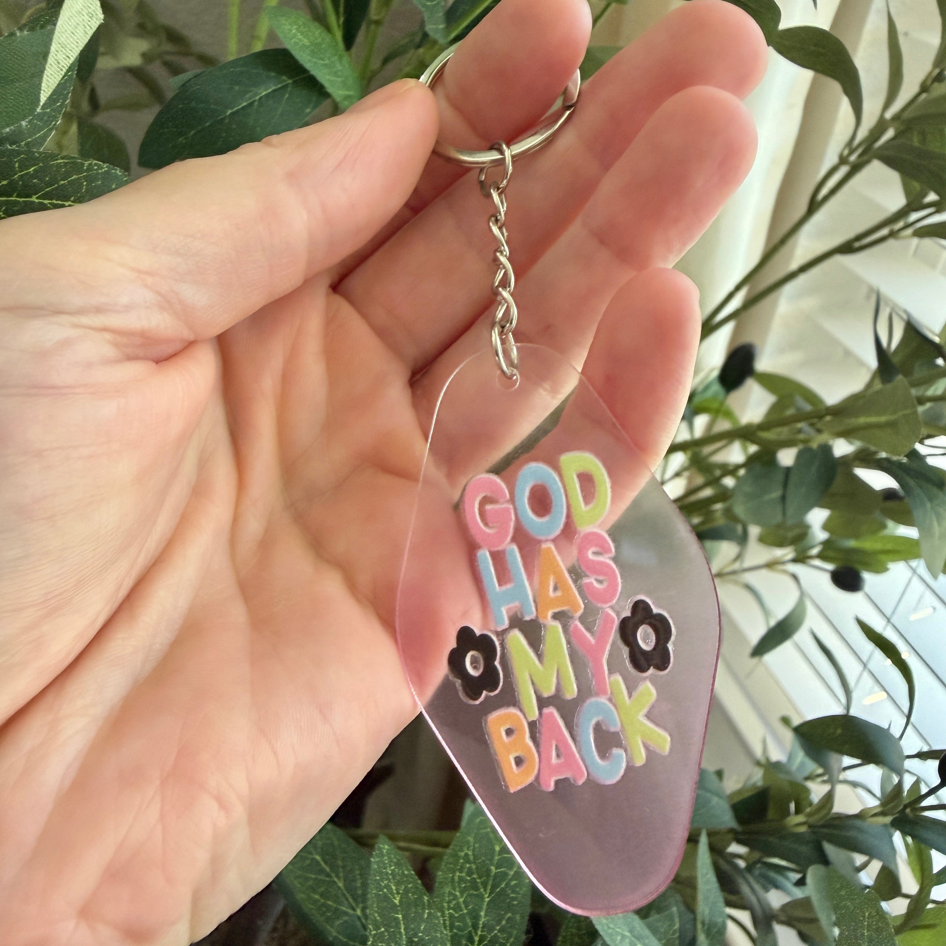 God Has My Back Keychain/Bag Charm Pink Ombré