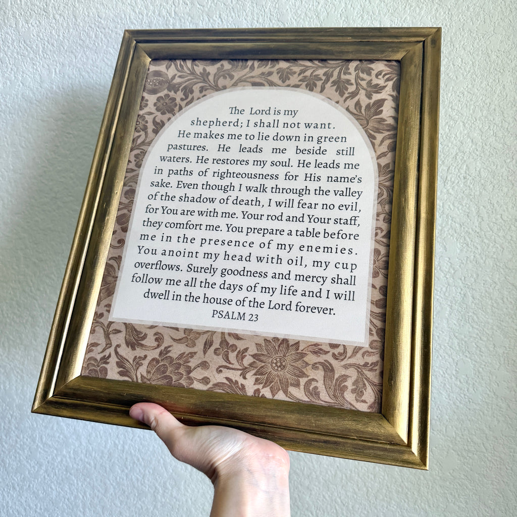 Psalm 23 Print in Vintage Wood Refinished Frame 11x14