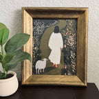 Jesus & Lamb in Refinished Vintage Heavy Duty Wood Frame 8x10 Leaves the 99 for the 1