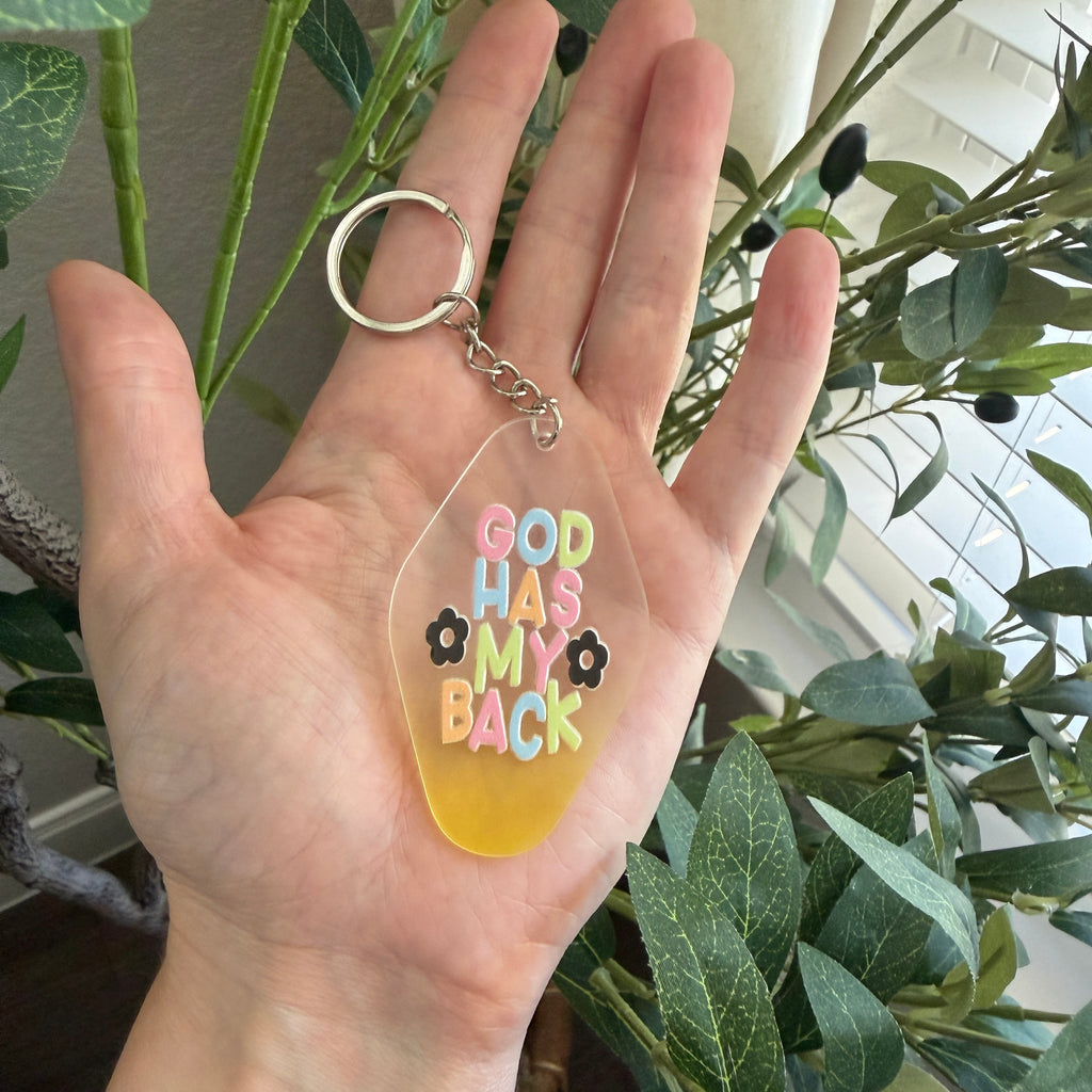 God Has My Back Keychain/Bag Charm Yellow Ombré