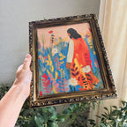 “Bloom with Christ” Jesus in Flowers in Refinished Vintage Detailed Ornate Wood Frame 8x10