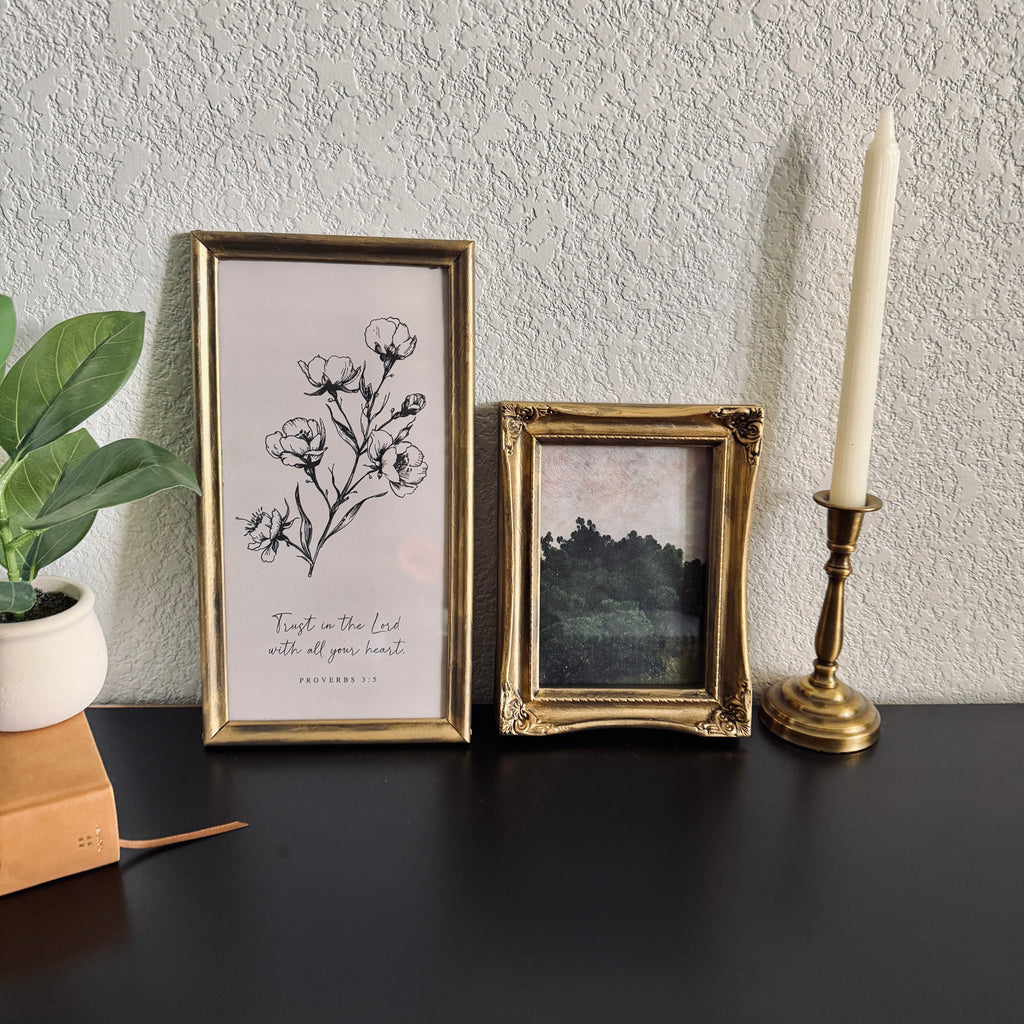Set of 2 Trust in the Lord Proverbs 3:5 in Refinished Vintage Frames 7 x 12.5 & 5x7