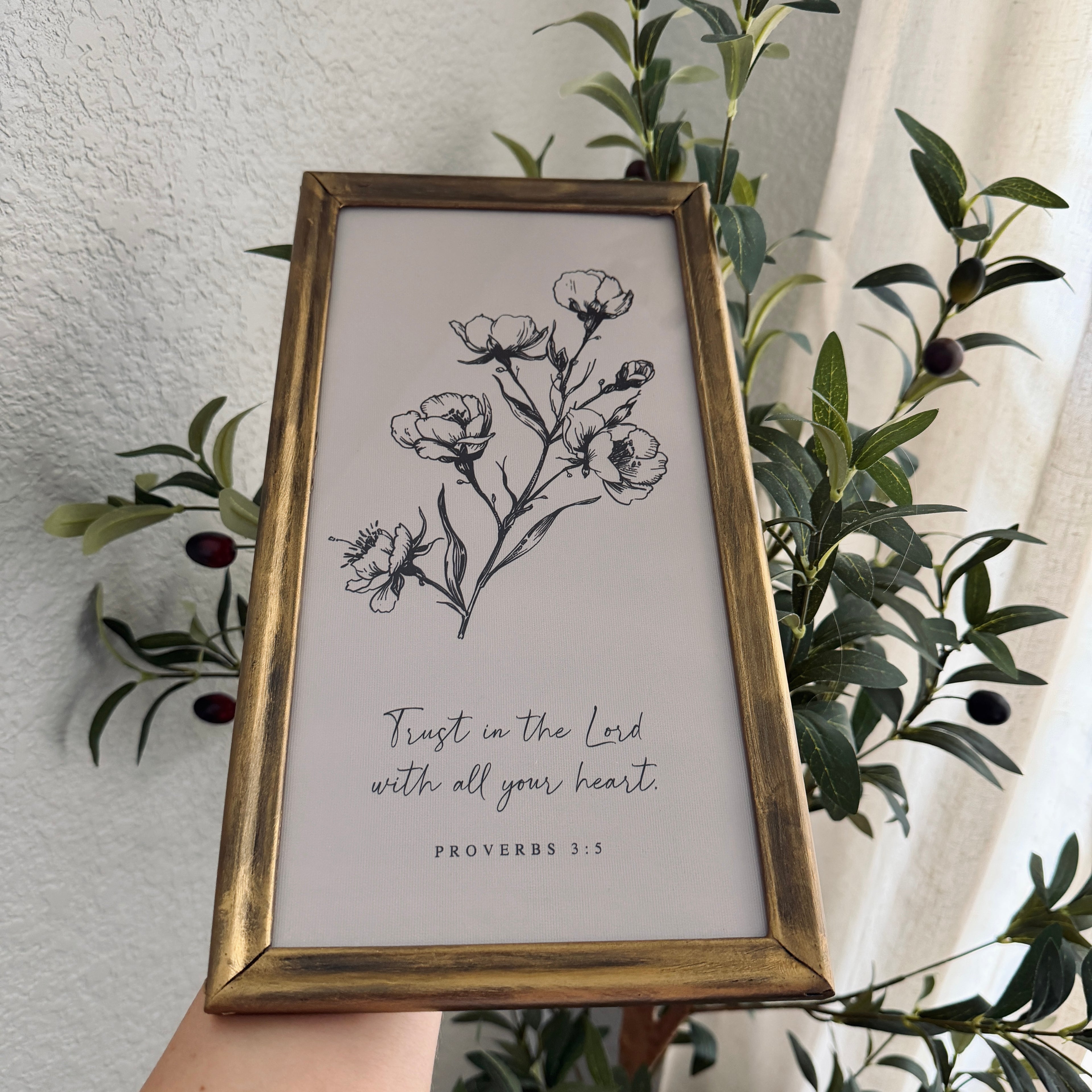 Set of 2 Trust in the Lord Proverbs 3:5 in Refinished Vintage Frames 7 x 12.5 & 5x7