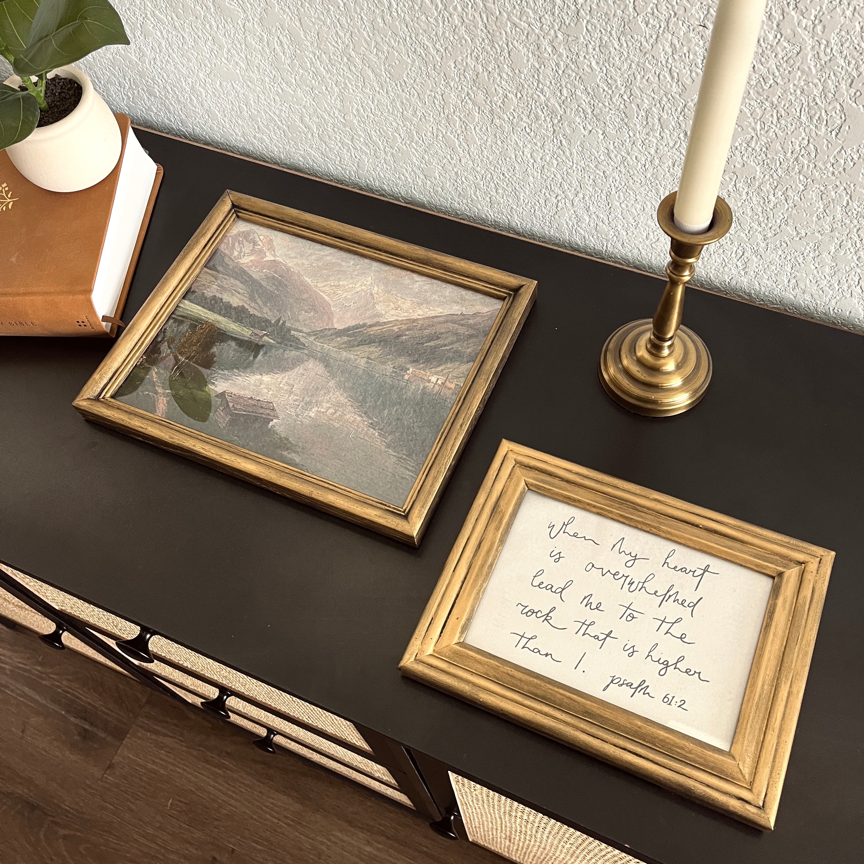 Set of 2 Psalm 61:2 in Refinished Frames 8x10 & 5x7