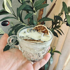 Clean Ingredient Hand Poured Candle in Vintage Paisley Pressed Glass Tea Cup