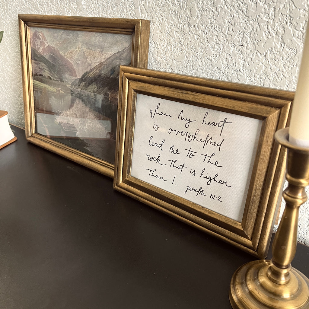 Set of 2 Psalm 61:2 in Refinished Frames 8x10 & 5x7