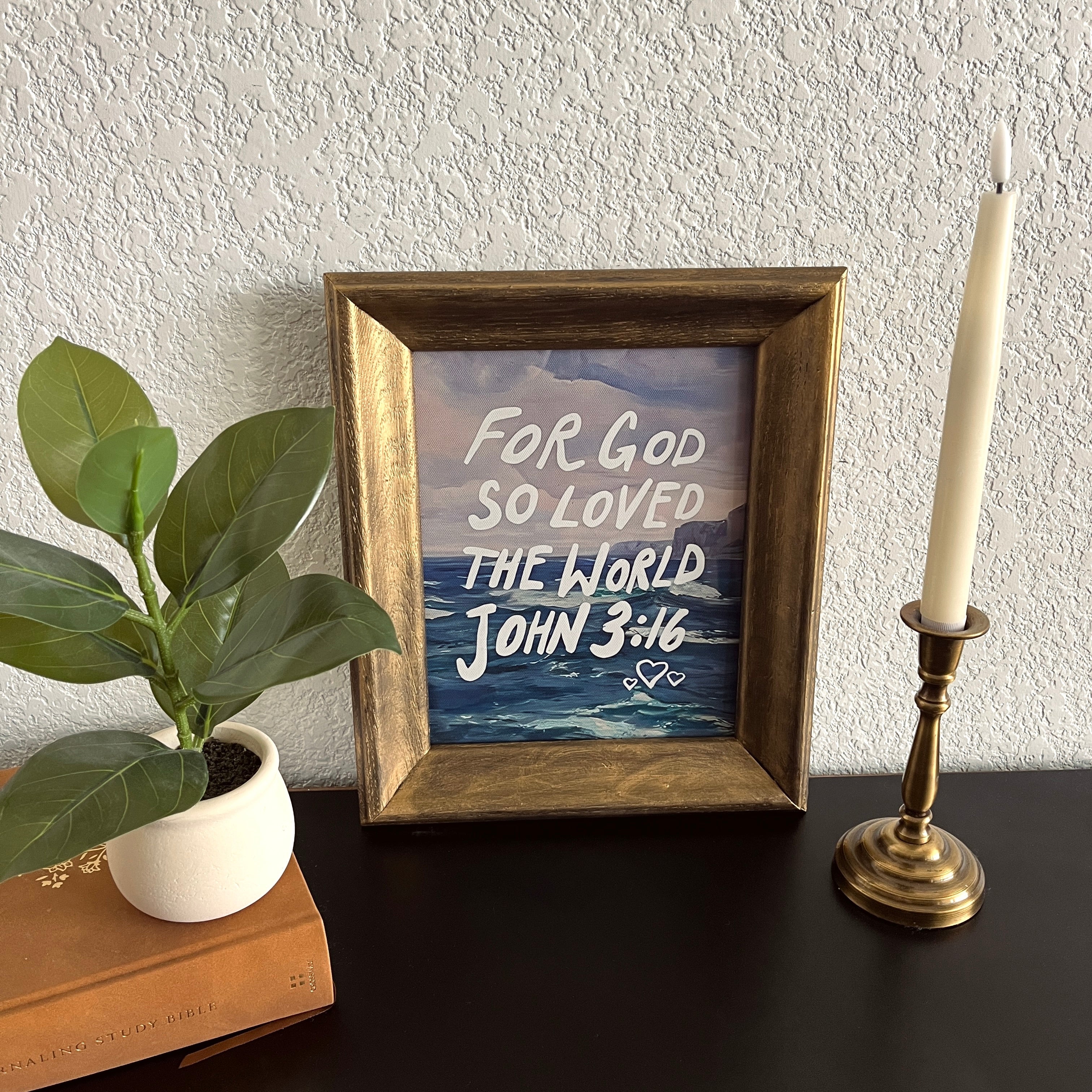 John 3:16 in Refinished Vintage Wood Frame 8x10